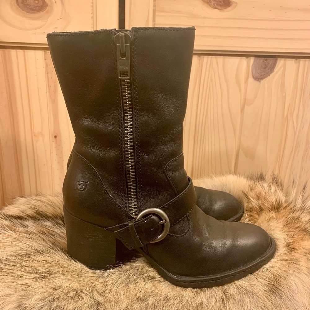 Born Black Heeled Boots with Buckle